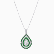 Elegant Triple Halo Pear - Shaped Pendant with Customizable Center Stone - Mounting - Shahin Jewelry
